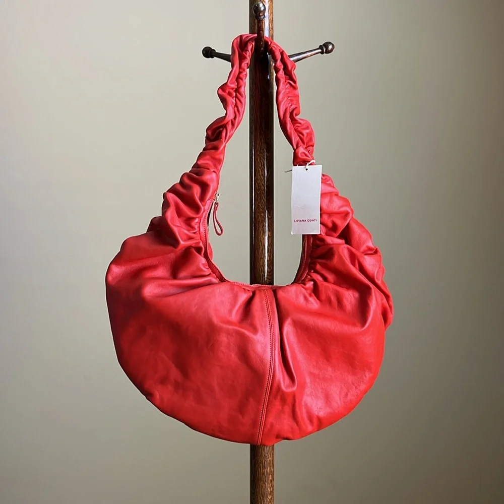 NWT - Liviana Conti ~$450 MSRP - Large Sling Bag in Red Leather
